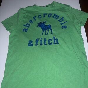 Abercrombie & Fitch Lime Green Tee with Blue Logo